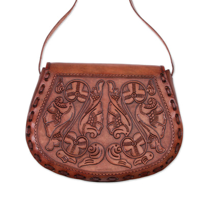 Fairy Dance Handcrafted Colonial Leather Sling Handbag from Peru