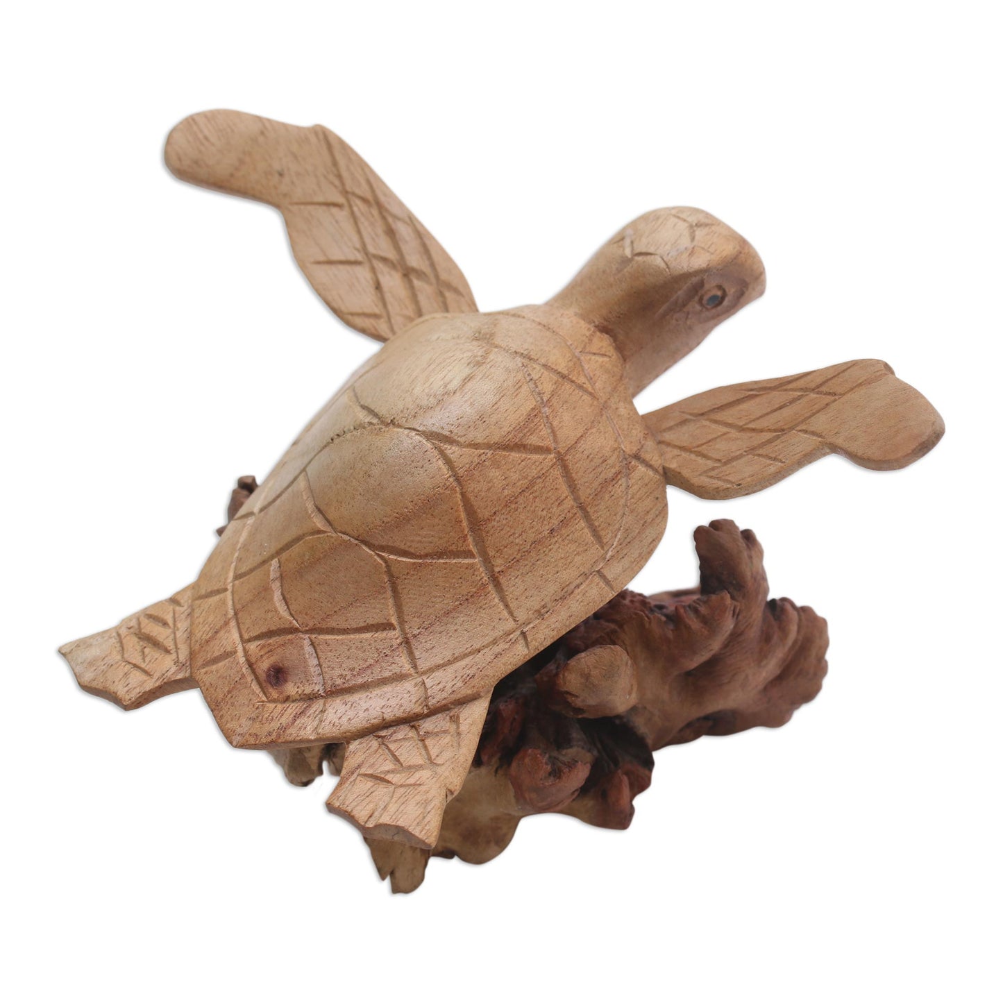 Turtle Current Hand-Carved Ocean Turtle Jempinis Wood Tree Sculpture