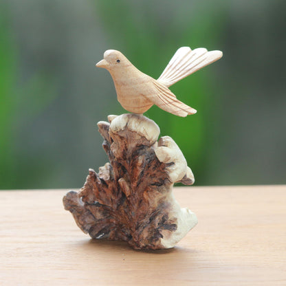 Canary Flight Hand-Carved Canary Flight Jempinis Wood Bird Sculpture