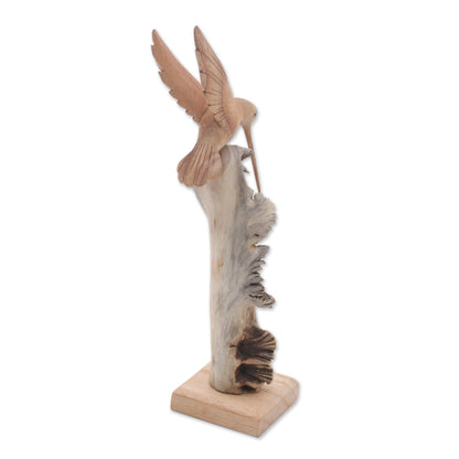 Hummingbird Flight Hand-Carved Flying Hummingbird Jempinis Wood Sculpture