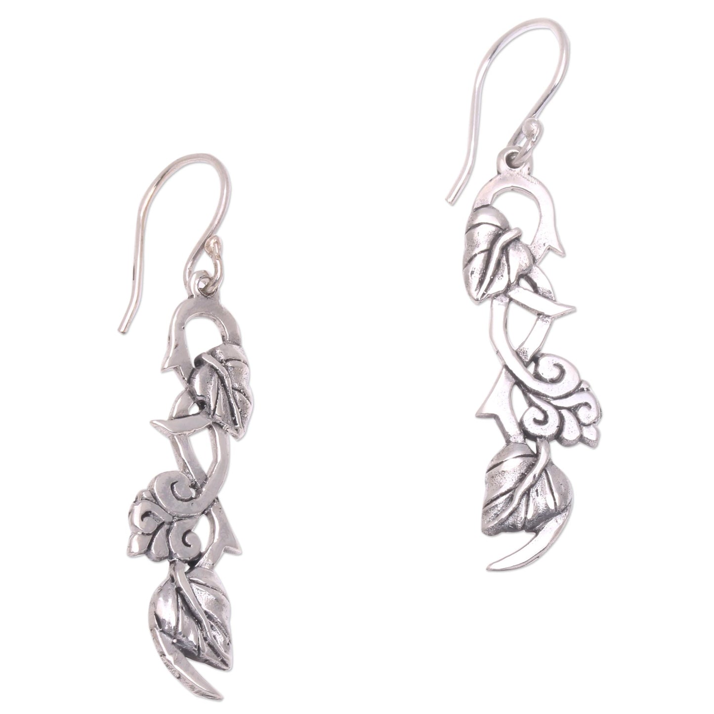 Hope Vines Sterling Silver Leafy Hope Vine Dangle Earrings