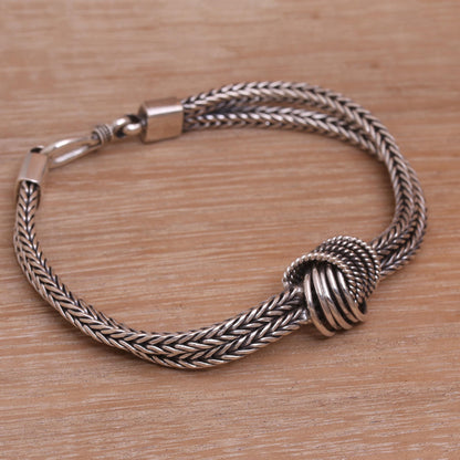 Neverending Link Sterling Silver Naga Chain Pendant Bracelet from Bali