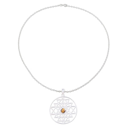 Centered Energy Yoga Inspired Sterling Silver Tiger's Eye Pendant Necklace