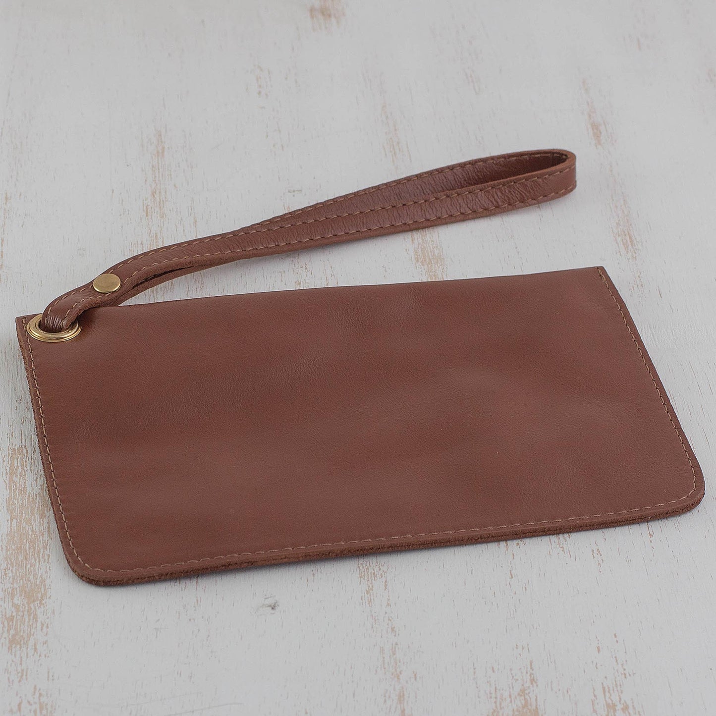 Chestnut Sophistication Handcrafted Leather Wristlet in Chestnut from Brazil