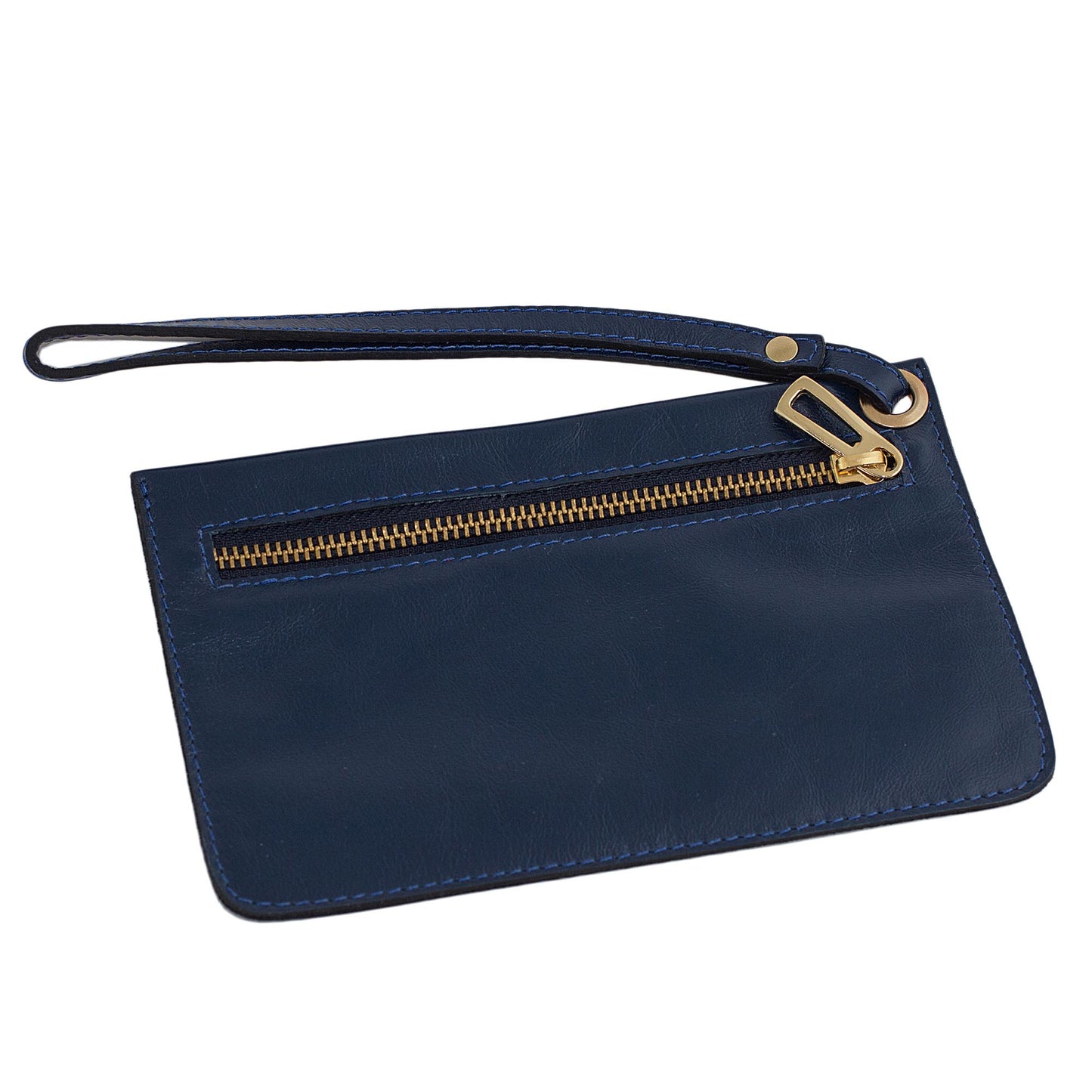 Navy Sophistication Handcrafted Leather Wristlet in Navy from Brazil