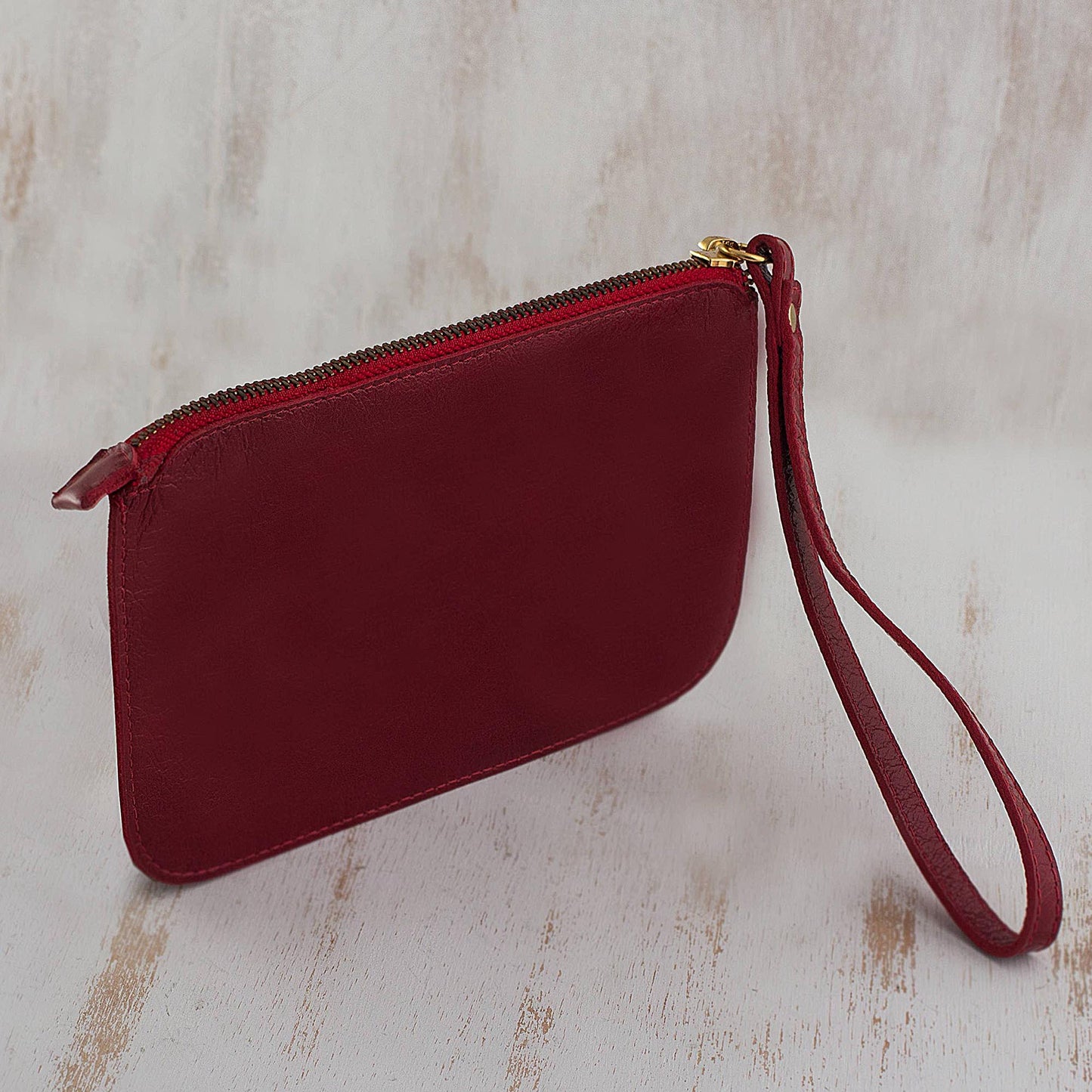 Trendy Fashion in Cherry Handmade Cherry Leather Wristlet from Brazil