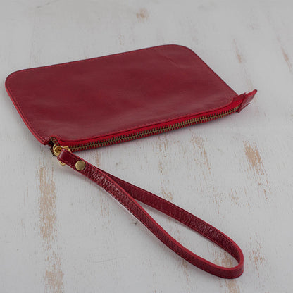 Trendy Fashion in Cherry Handmade Cherry Leather Wristlet from Brazil