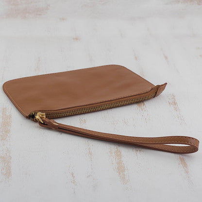 Well Spent in Sepia Handmade Brazilian Leather Wristlet in Sepia Brown