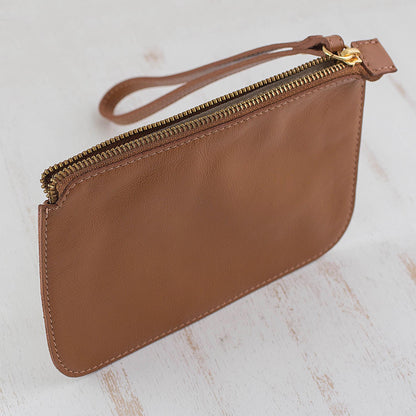 Well Spent in Sepia Handmade Brazilian Leather Wristlet in Sepia Brown