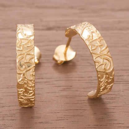 Golden Fantasy 18k Gold Plated Sterling Silver Half-Hoop Earrings from Peru