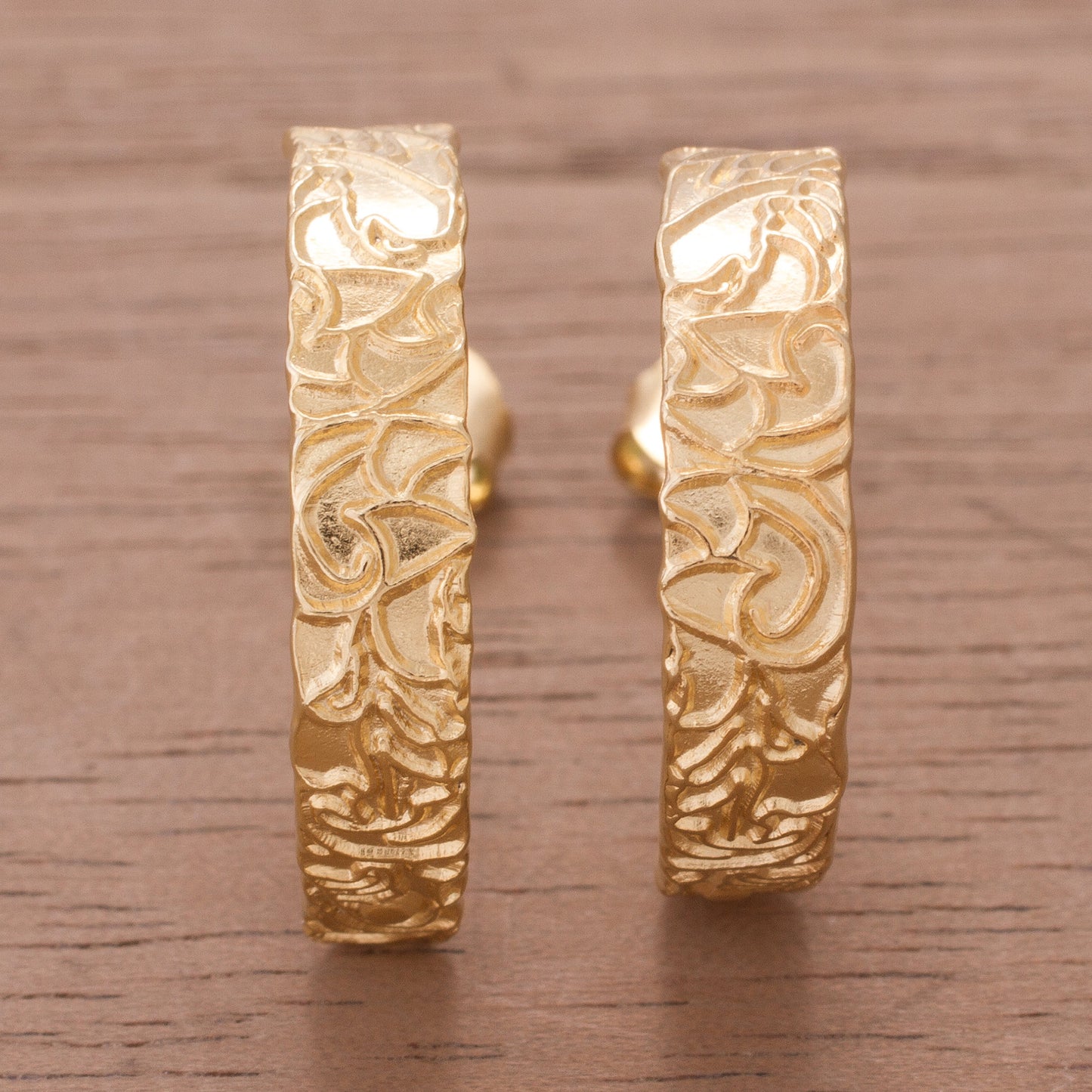 Golden Fantasy 18k Gold Plated Sterling Silver Half-Hoop Earrings from Peru