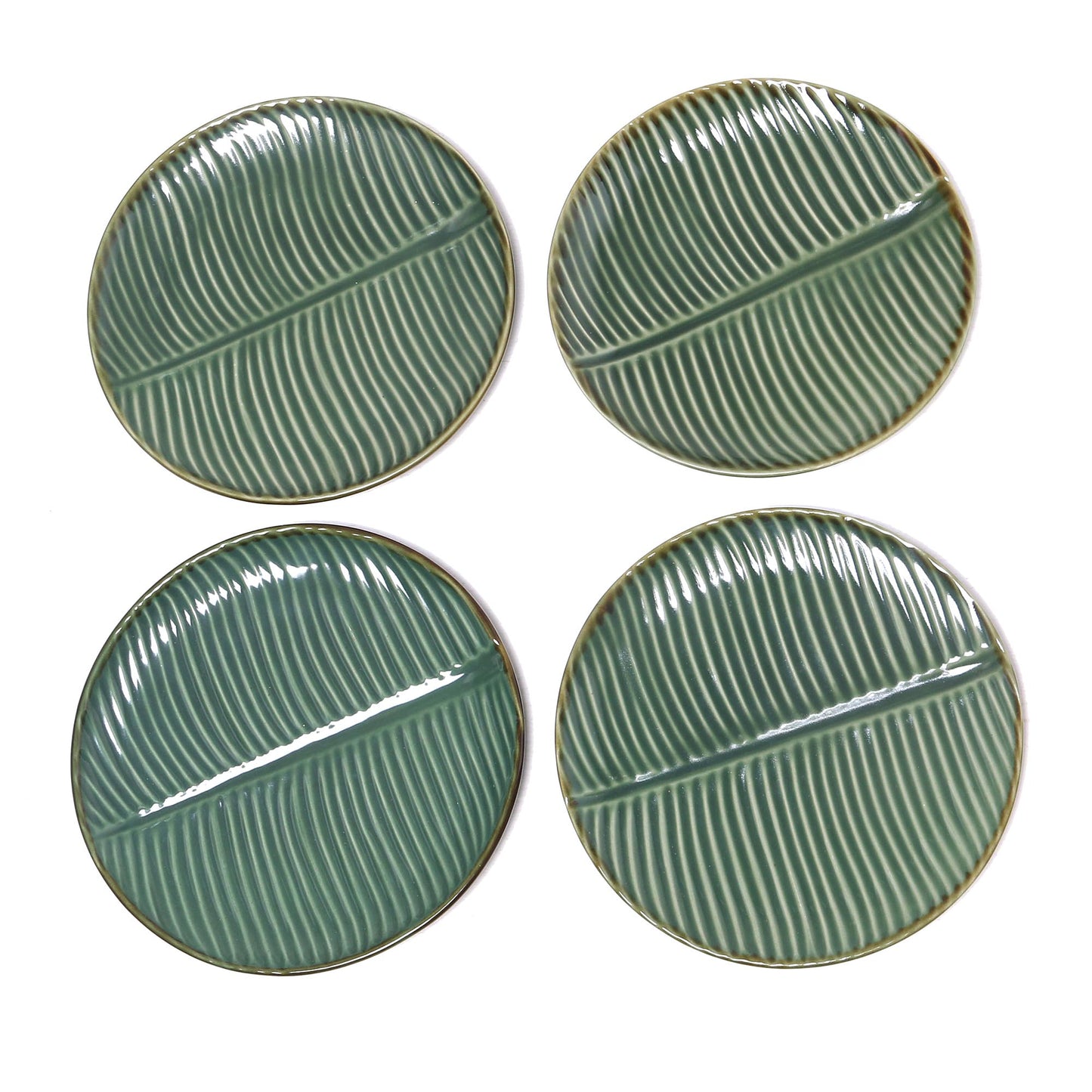 Banana Vibes Ceramic Banana Leaf Salad Plates (Set of 4) from Bali