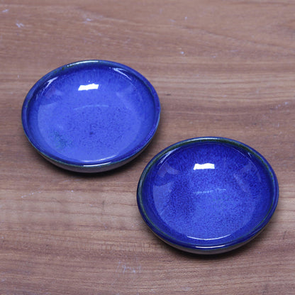 Bright Sky Blue Hand Crafted Condiment Dishes