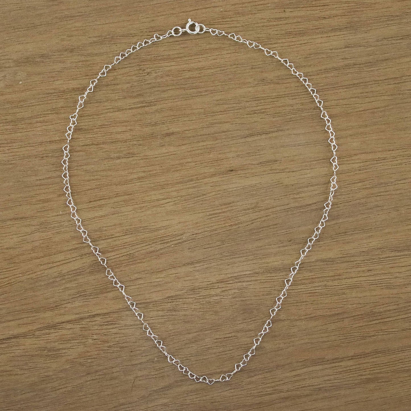 Lots of Love Sterling Silver Heart Link Necklace (3mm) from Thailand