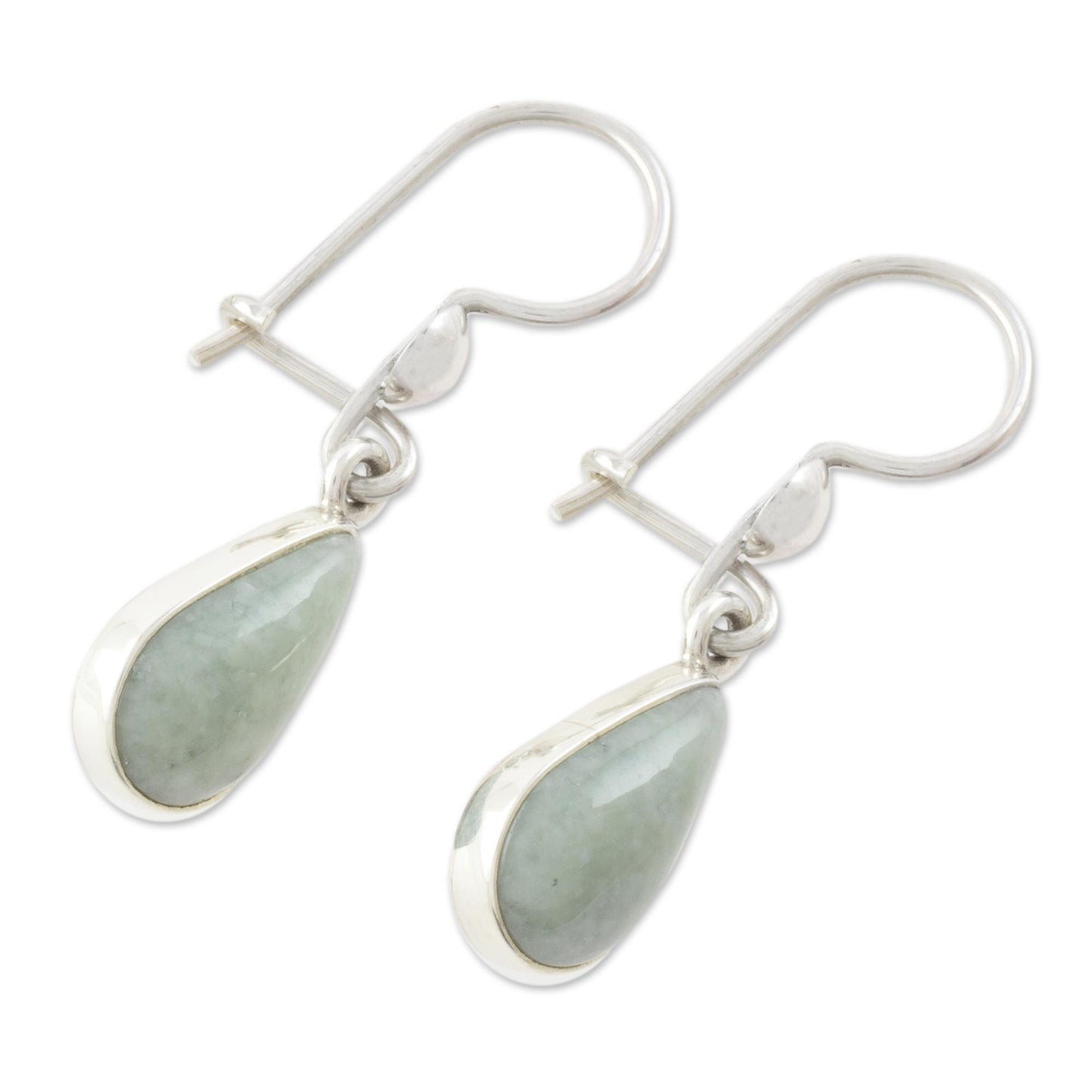 Apple Green Tears Drop-Shaped Jade Dangle Earrings in Apple Green