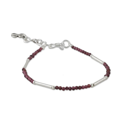 Karen Faith Garnet and Karen Silver Cross Bracelet from Thailand