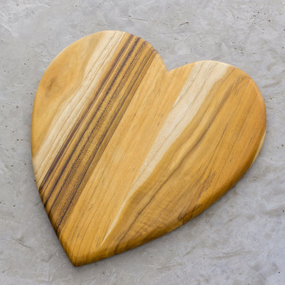 Heart of Cooking Heart-Shaped Teak Wood Cutting Board from Guatemala