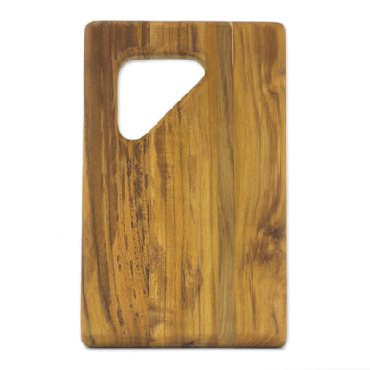 Sophisticated Bartender Teak Wood Cutting Board with a Handle from Guatemala
