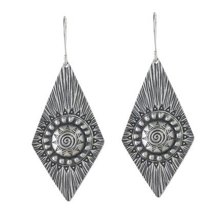 Sunshine Diamonds Karen Silver Dangle Earrings with Spiral Motifs