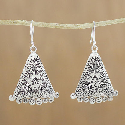 Karen Wanderer Triangular Karen Silver Dangle Earrings from Thailand