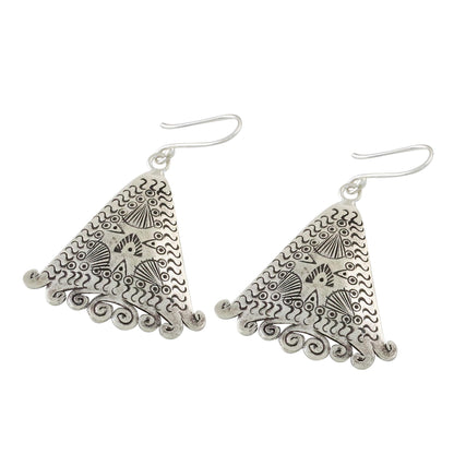 Karen Wanderer Triangular Karen Silver Dangle Earrings from Thailand