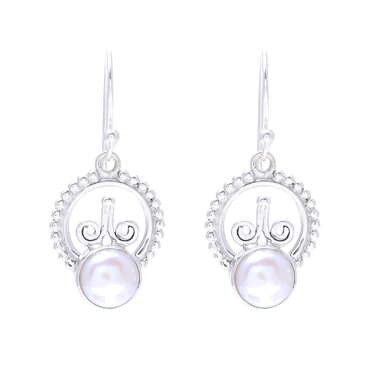 Crowned Pearl Cultured Freshwater Pearl Sterling Silver Dangle Earrings