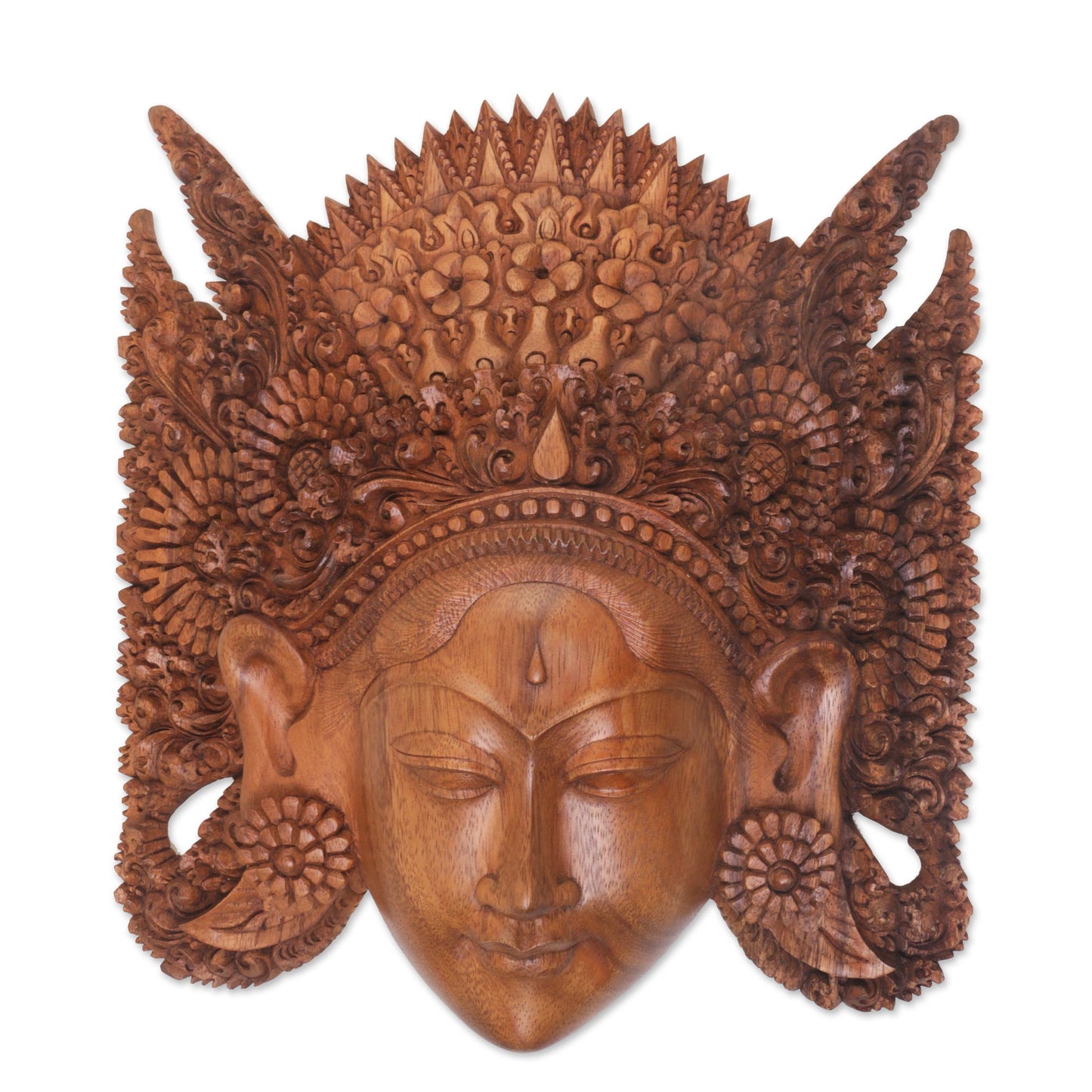 Beautiful Sita Balinese Handcarved Wood Mask of Sita Wife of Rama