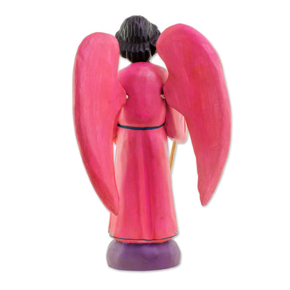 Loving Angel Hand-Painted Wood Loving Angel Sculpture from Guatemala