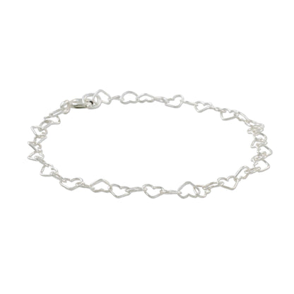 Lots of Love Heart Motif Sterling Silver Link Bracelet from Thailand