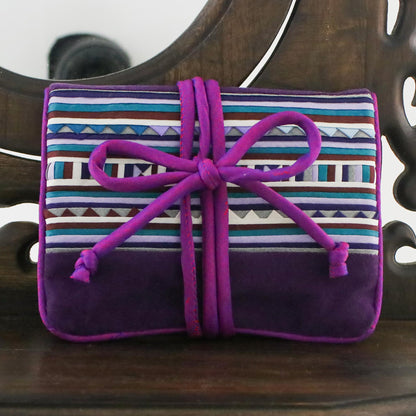 Lisu Jewels Hill Tribe Applique Jewelry Roll in Purple from Thailand