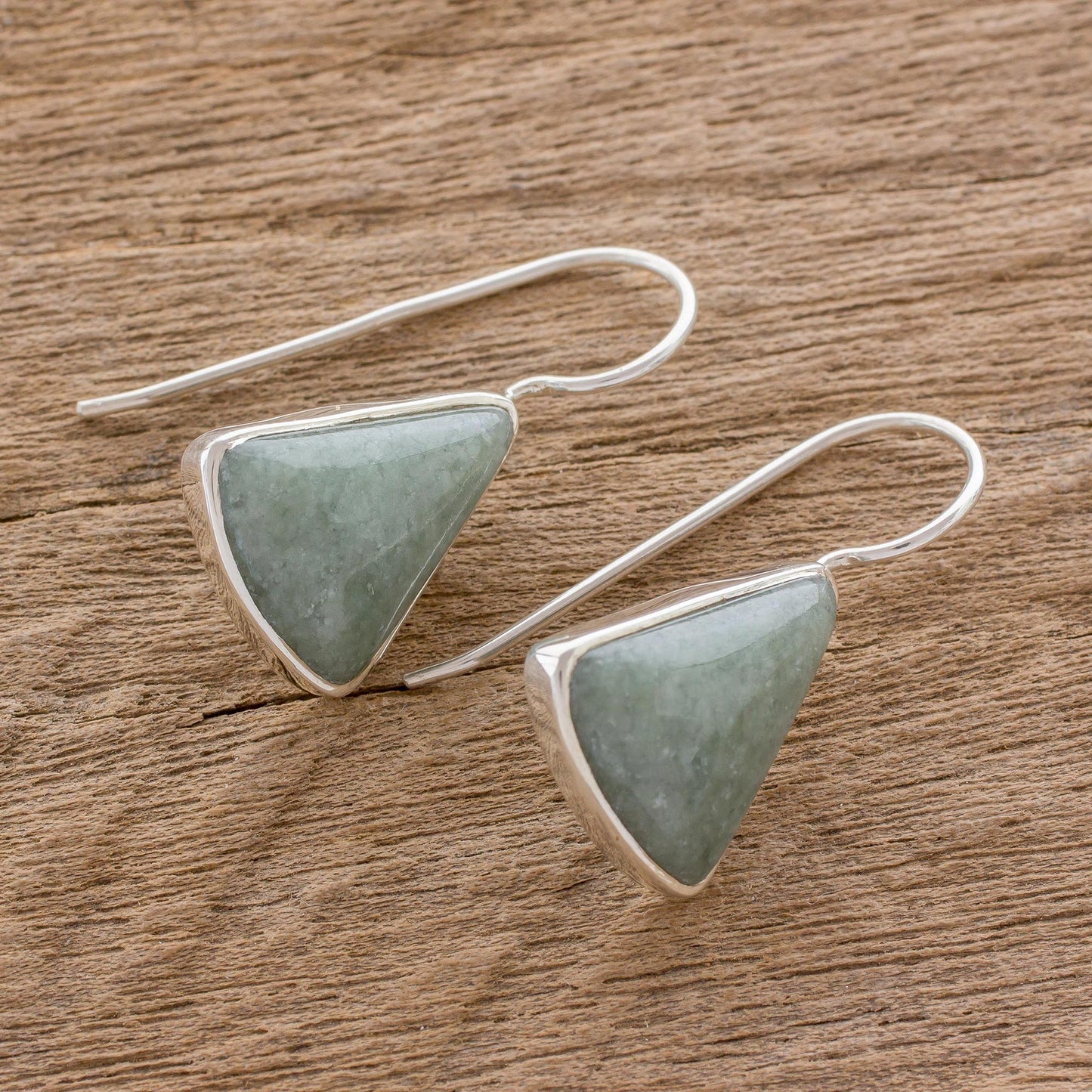 Apple Green Mayan Triangles Apple Green Triangular Jade Earrings from Guatemala