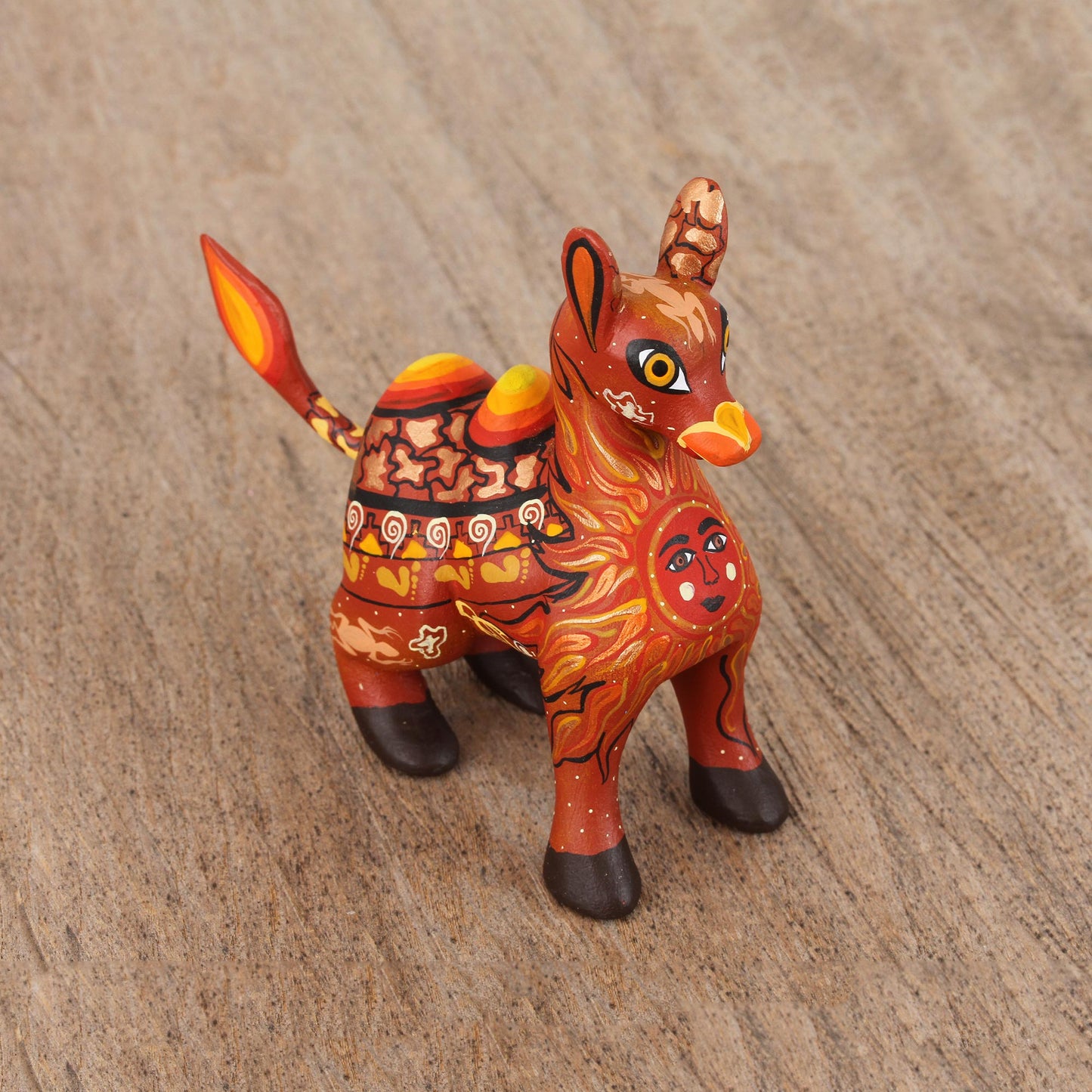 Desert King Orange Alebrije Camel with Multicolor Hand Painted Motifs