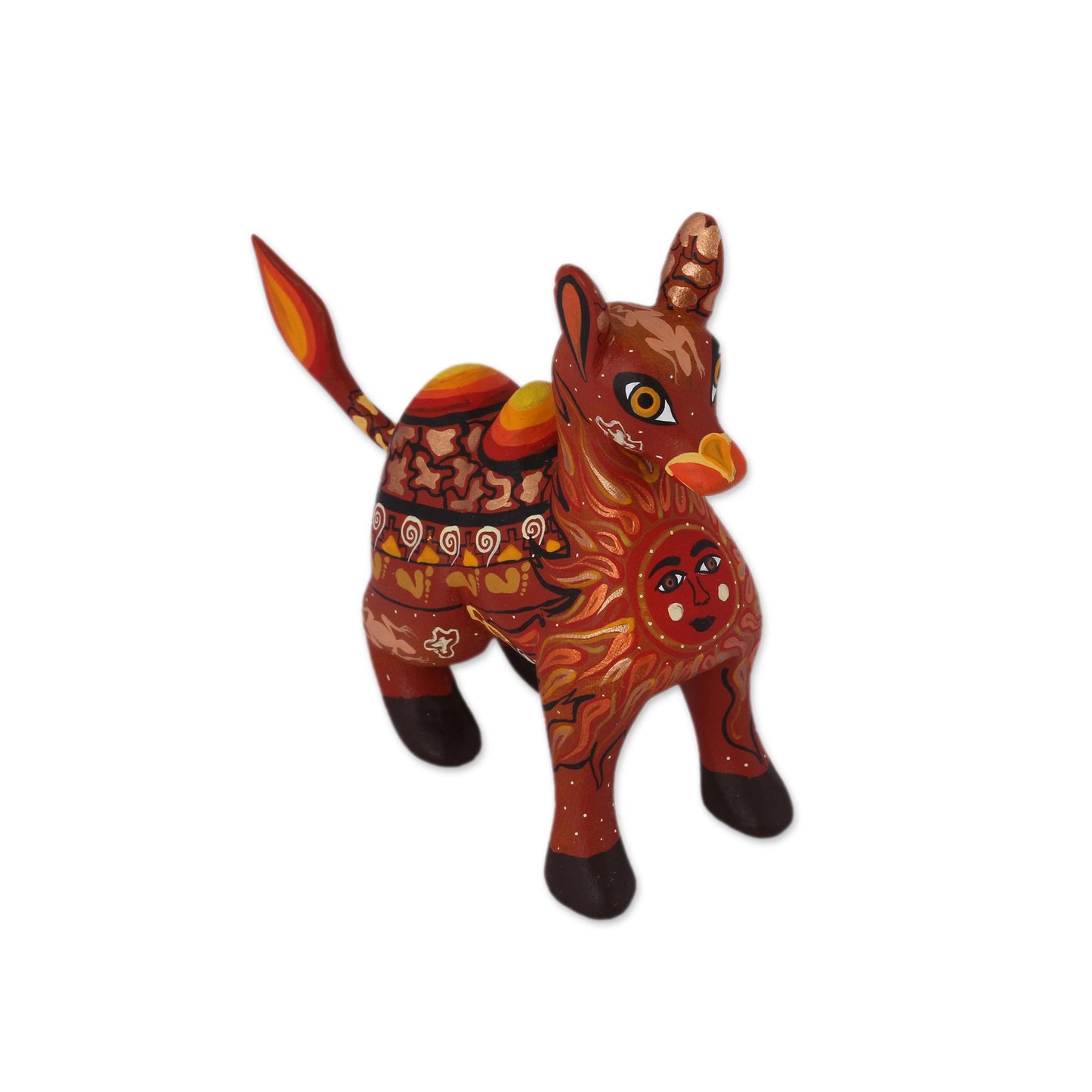 Desert King Orange Alebrije Camel with Multicolor Hand Painted Motifs