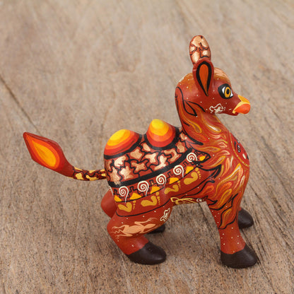 Desert King Orange Alebrije Camel with Multicolor Hand Painted Motifs