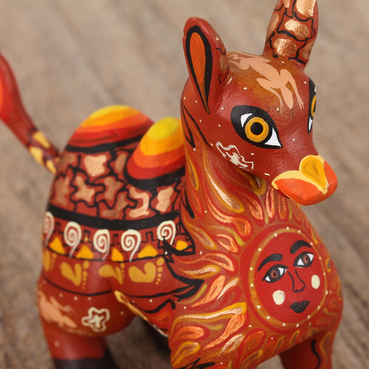 Desert King Orange Alebrije Camel with Multicolor Hand Painted Motifs