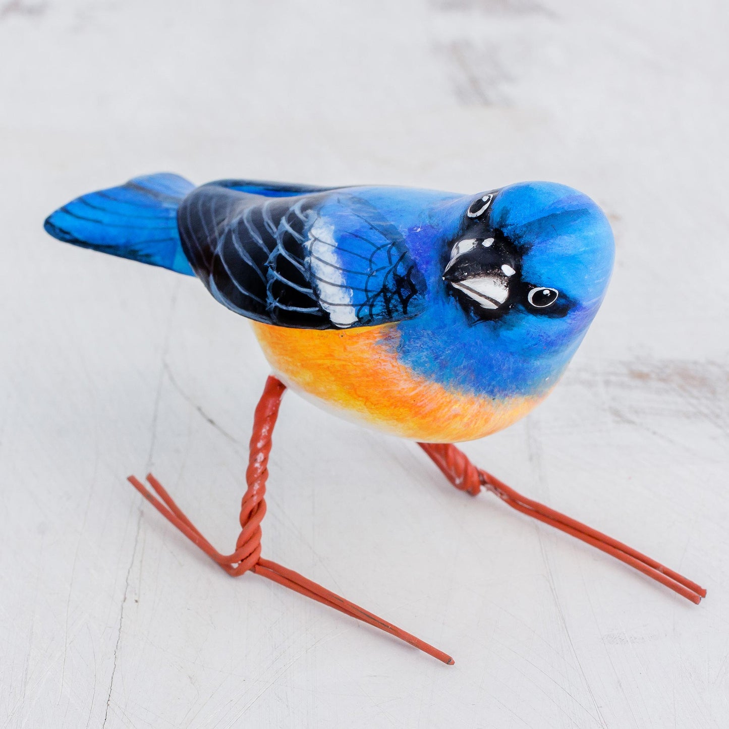 Lazuli Bunting Ceramic Figurine of a Lazuli Bunting Bird from Guatemala