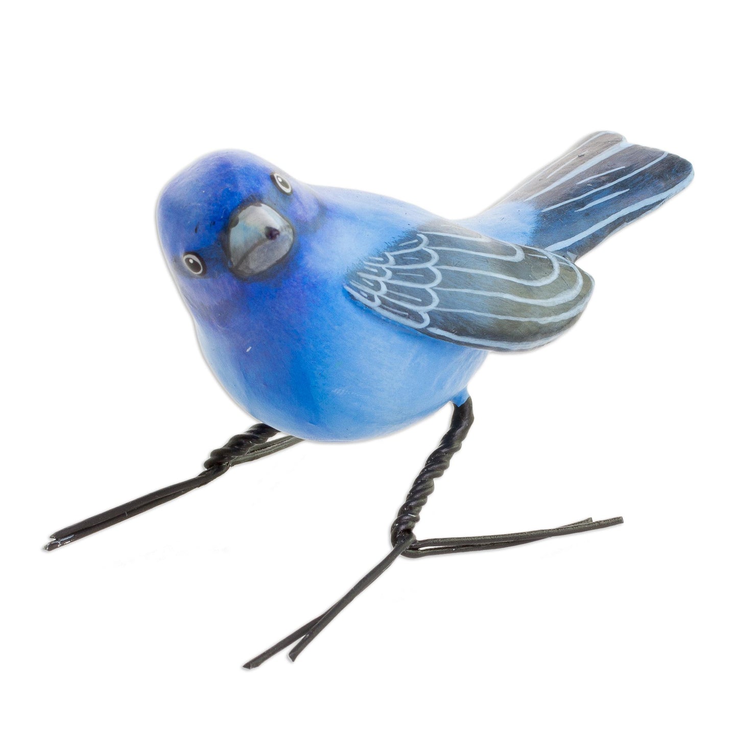 Indigo Bunting Handcrafted Blue Indigo Bunting Bird Ceramic Figurine