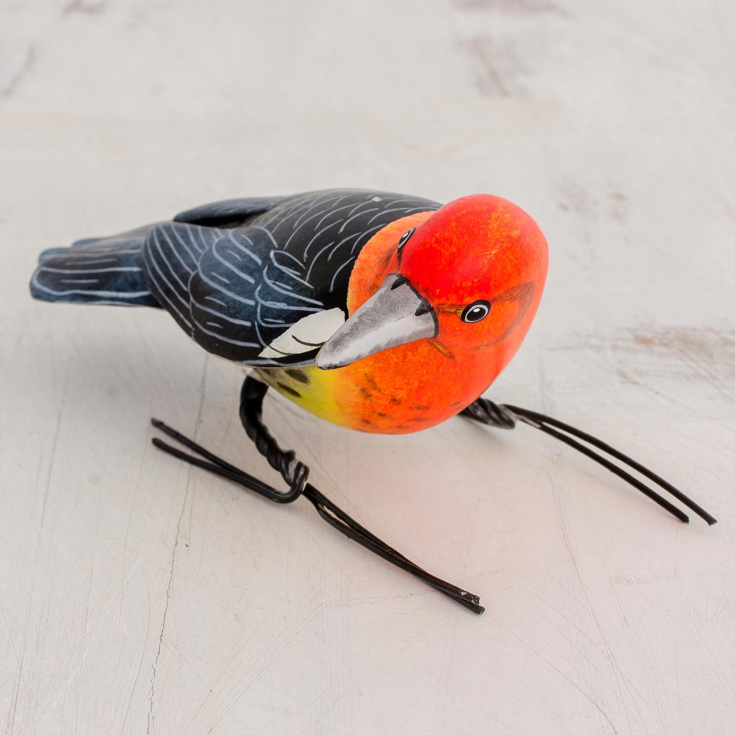 Woodpecker Painted Ceramic Figurine of a Woodpecker from Guatemala