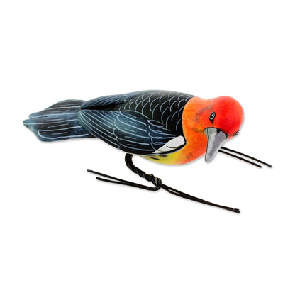 Woodpecker Painted Ceramic Figurine of a Woodpecker from Guatemala