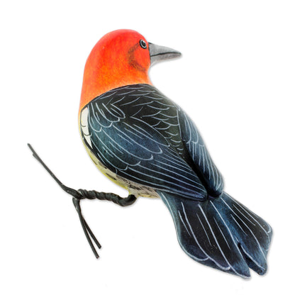 Woodpecker Painted Ceramic Figurine of a Woodpecker from Guatemala