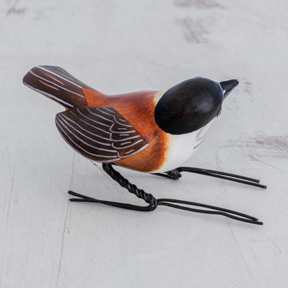 Chestnut-Backed Chickadee Ceramic Figurine of a Chestnut-Backed Chickadee Bird