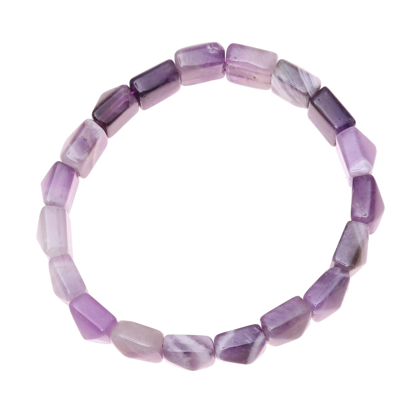 Divine Purple Handmade Purple and White Agate Beaded Stretch Bracelet