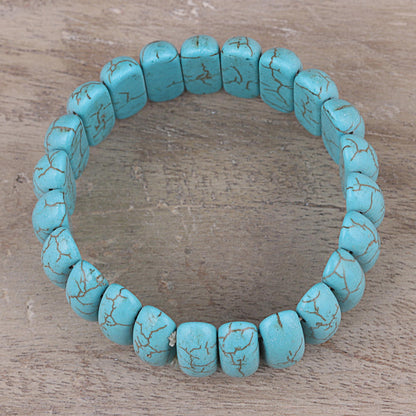 Cool Water Reconstituted Turquoise Cool Water Beaded Stretch Bracelet