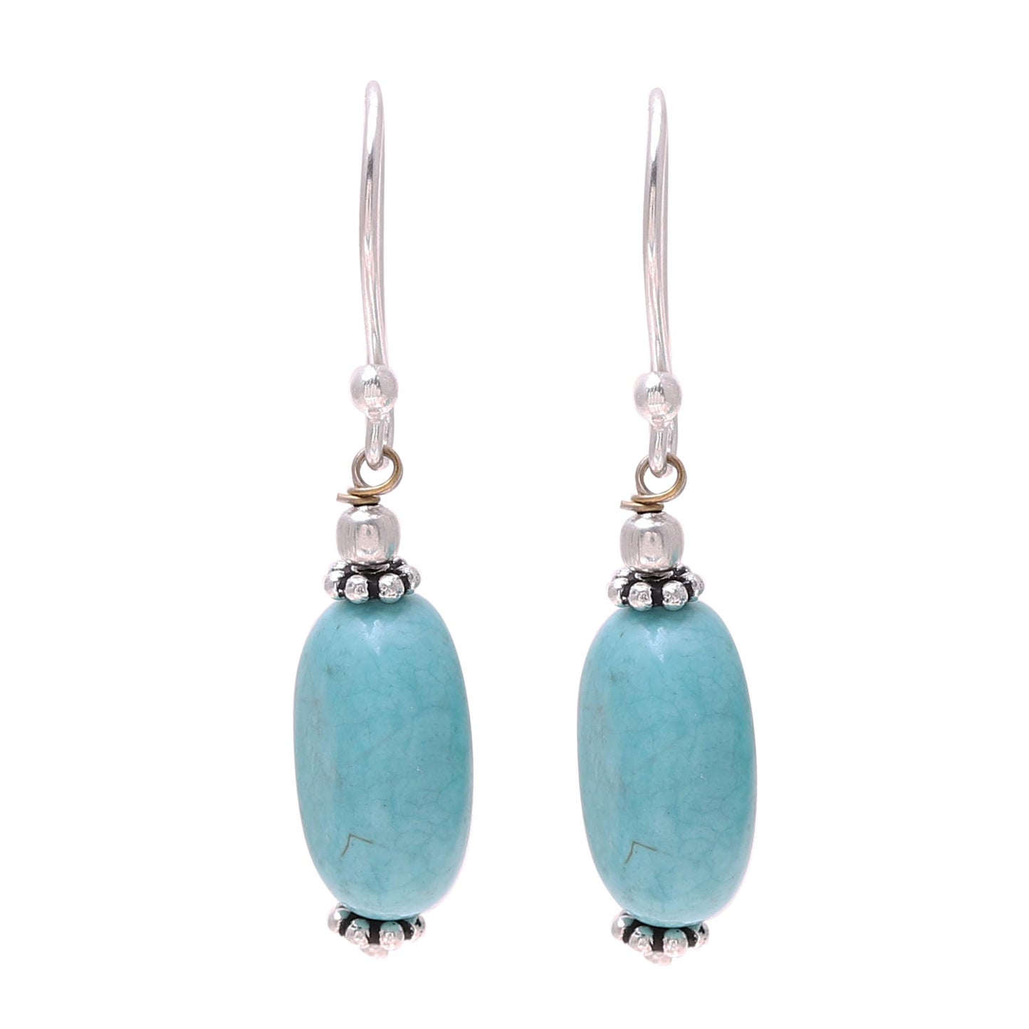 Cloudless Sky Sterling Silver and Recon Turquoise Dangle Earrings