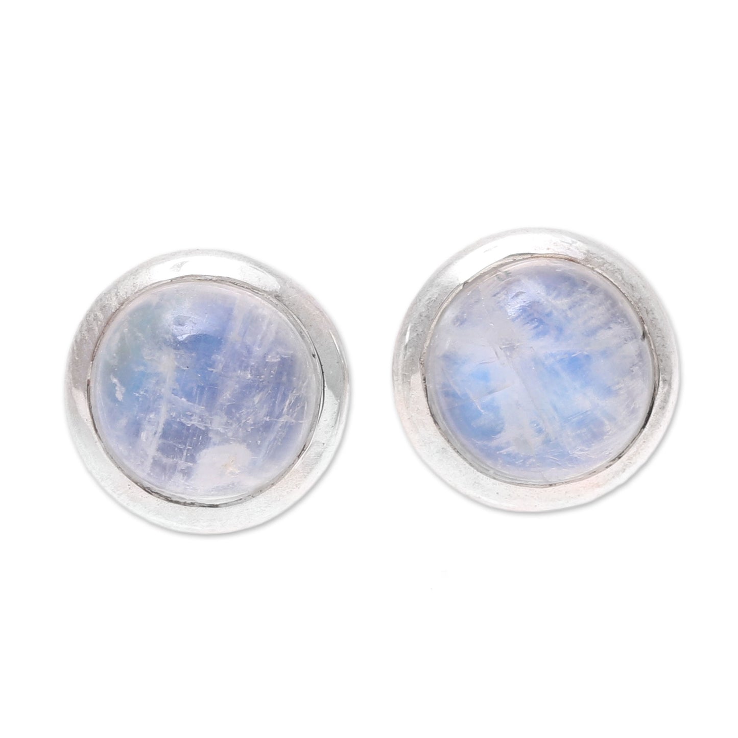 Moonlit Pools Rainbow Moonstone and Sterling Silver Stud Earrings