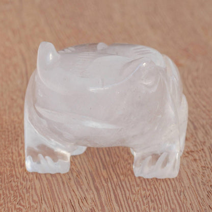 Gemstone Frog Hand-Carved Quartz Frog Figurine from Brazil