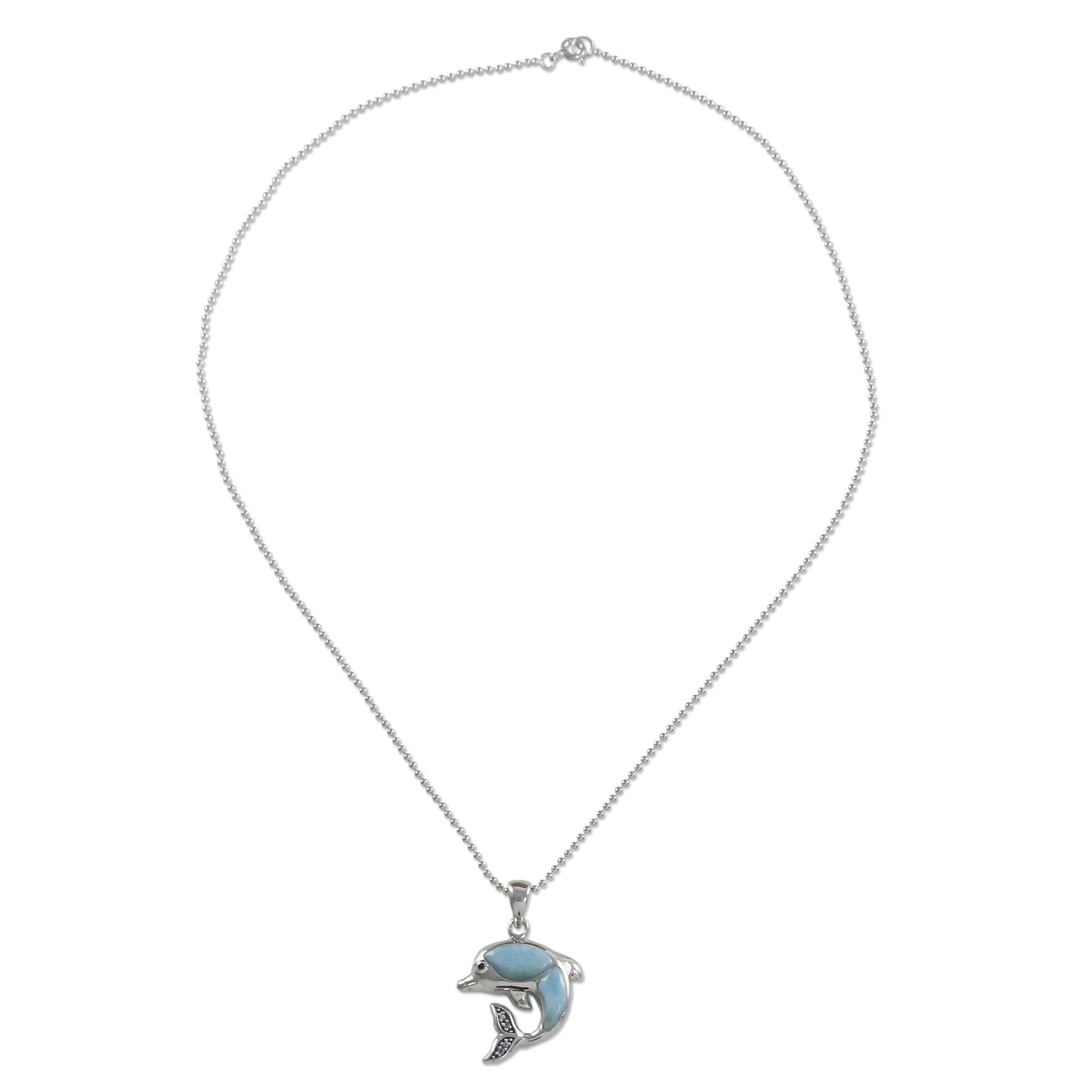 Dolphin Leap Larimar & Silver Pendant Necklace