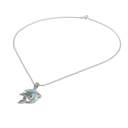 Dolphin Leap Larimar & Silver Pendant Necklace