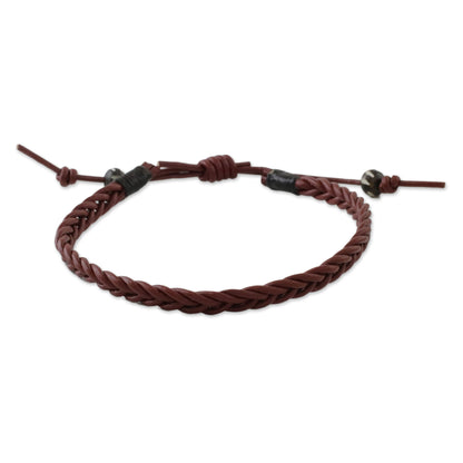 Rustic Simplicity Men's Cow Bone Bead Mahogany Braided Leather Wrap Bracelet