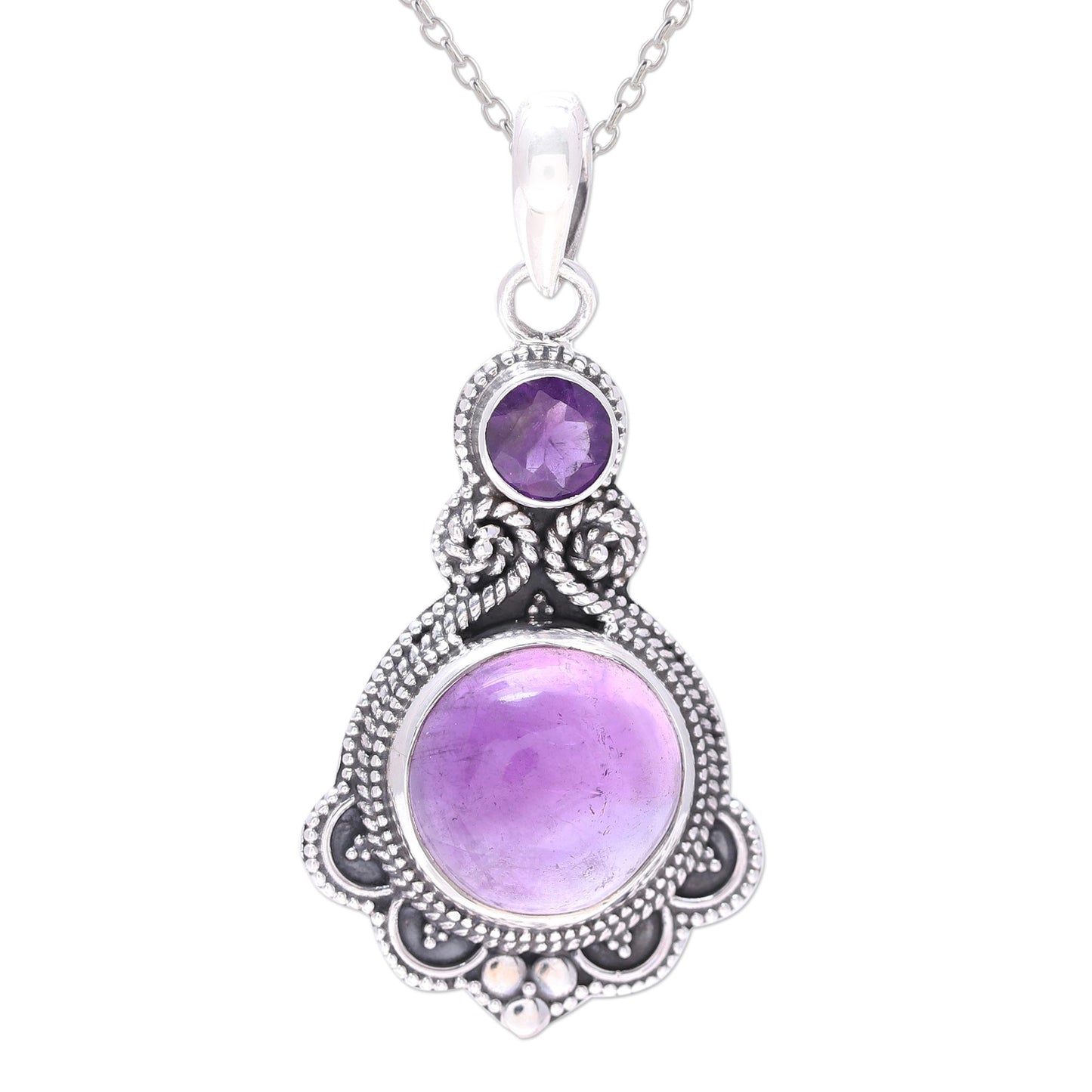 Lilac Harmony Purple Amethyst and Sterling Silver Pendant Necklace